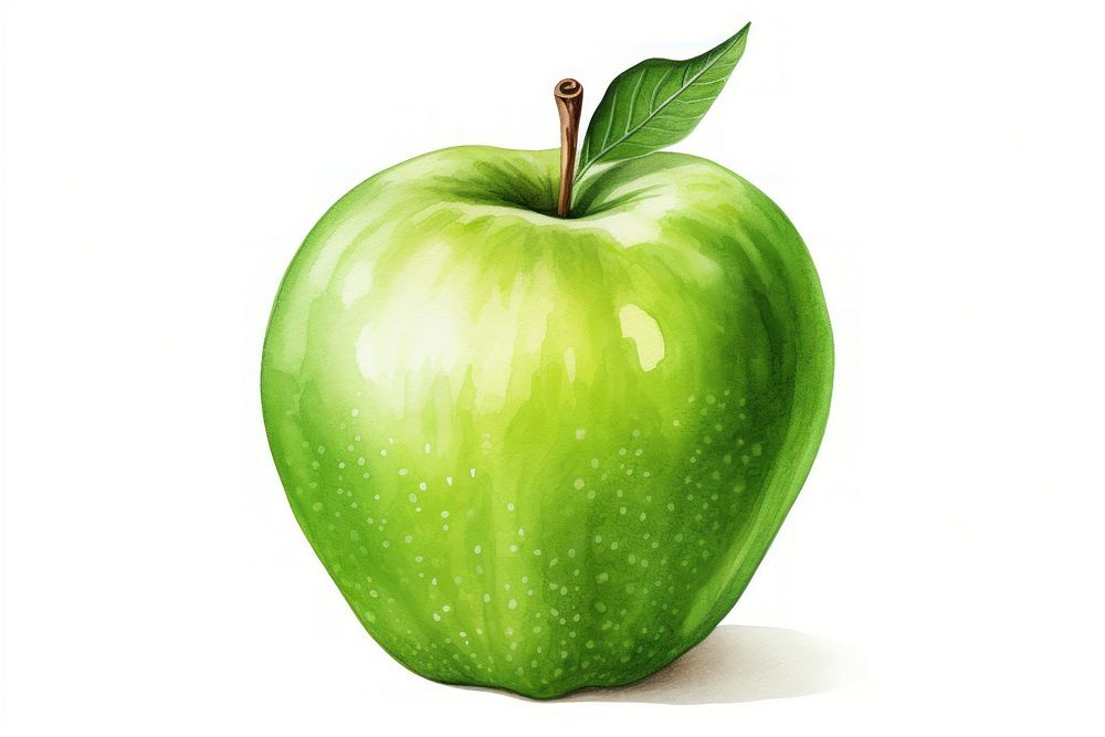 Apple fruit green plant, digital paint illustration. AI generated image