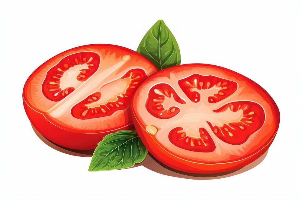 Tomato vegetable sliced plant, digital paint illustration. AI generated image
