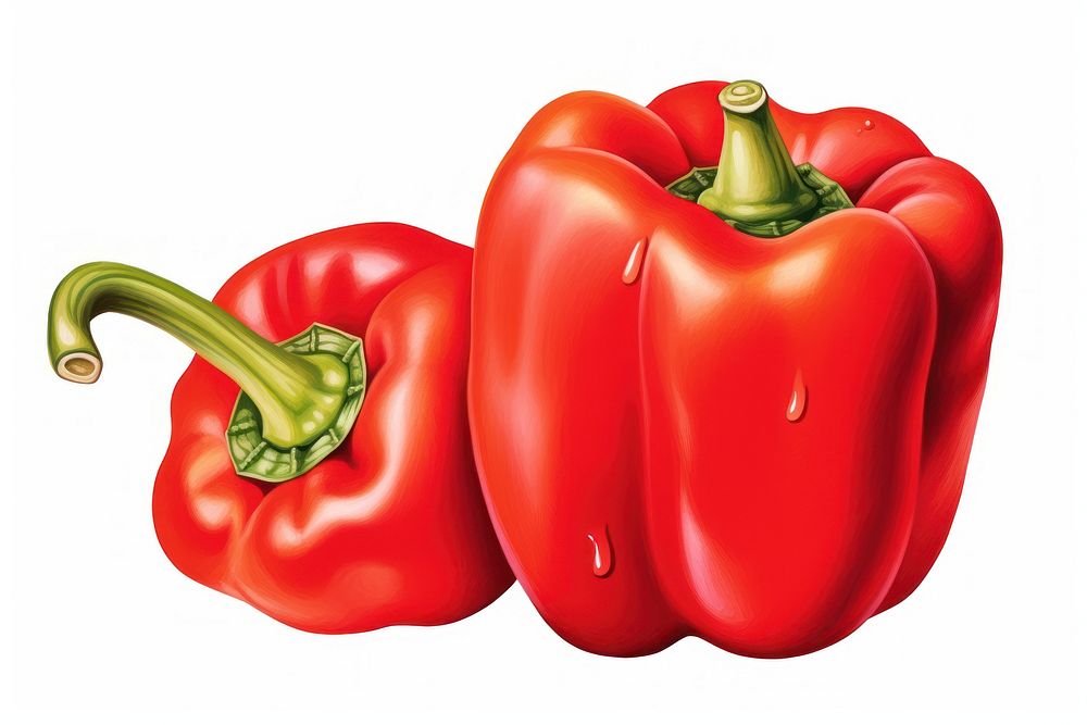 Vegetable pepper plant food, digital paint illustration. AI generated image