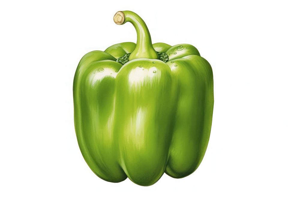 Vegetable pepper plant green, digital paint illustration. AI generated image