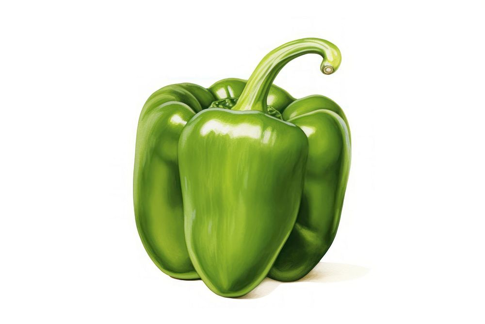 Vegetable pepper green plant, digital paint illustration. AI generated image