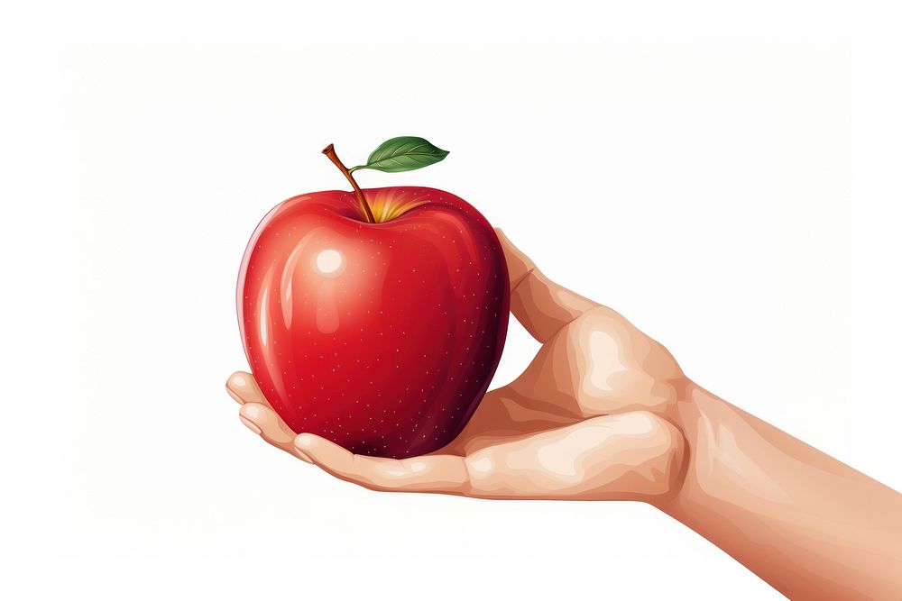 Apple fruit adult plant, digital paint illustration. AI generated image