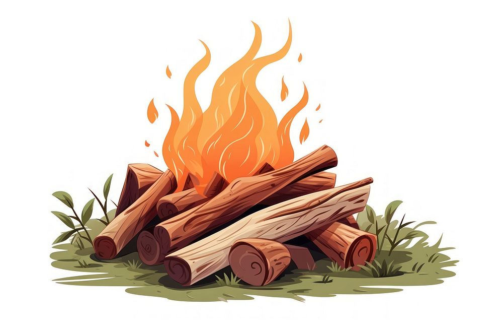 Fire bonfire wood white background. AI generated Image by rawpixel.
