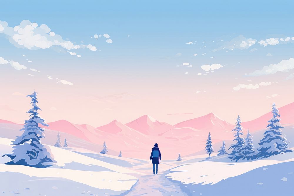 Winter landscape outdoors walking. AI generated Image by rawpixel.