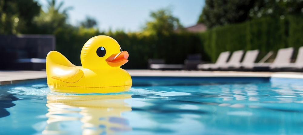 Swimming outdoors duck pool. 