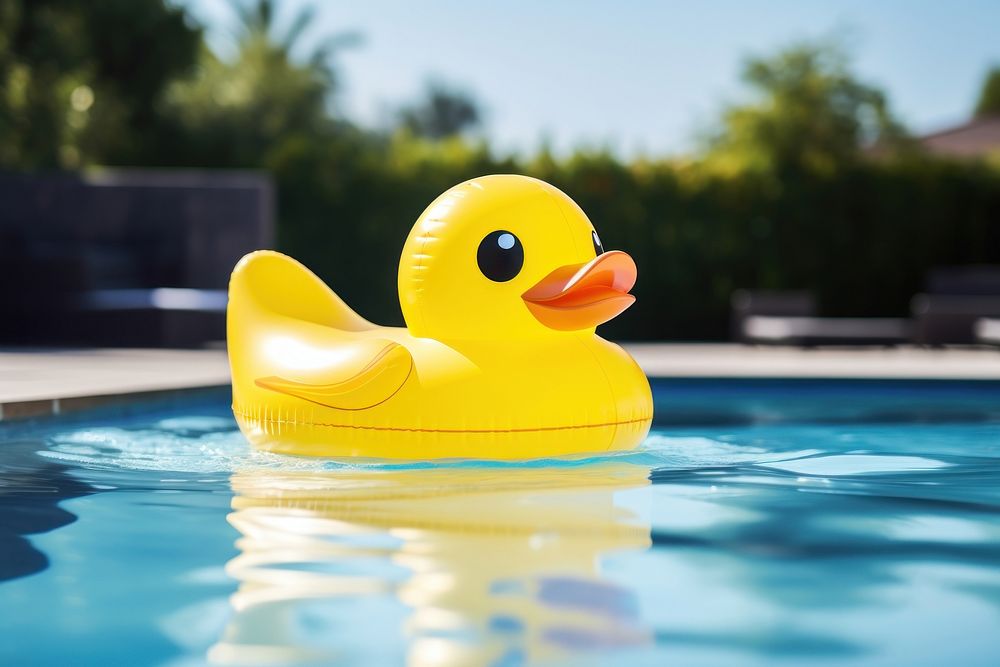 Swimming inflatable duck pool. AI generated Image by rawpixel.