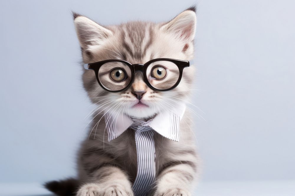 Glasses mammal animal kitten. AI generated Image by rawpixel.
