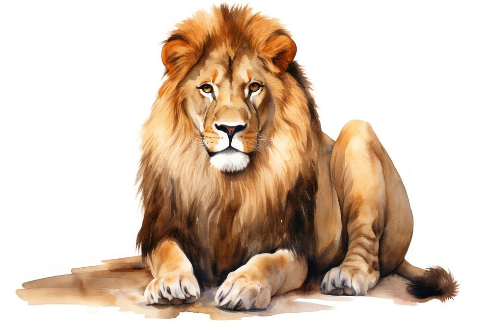 Mammal animal lion white background. 