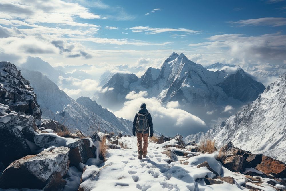 Mountain backpacking adventure outdoors. 