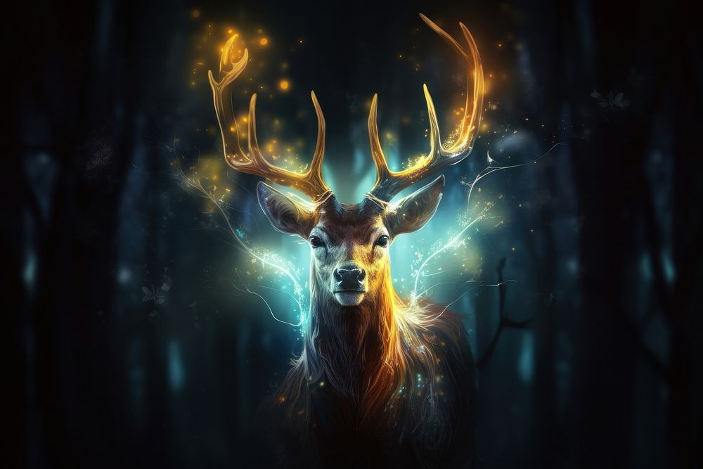 Darkness antler animal mammal. AI generated Image by rawpixel.