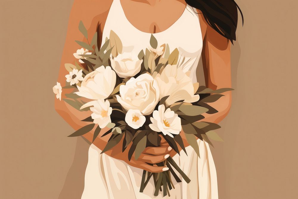 Fashion wedding holding flower. AI generated Image by rawpixel.