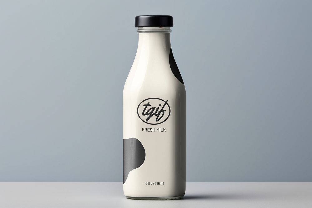 Milk bottle mockup, product packaging psd