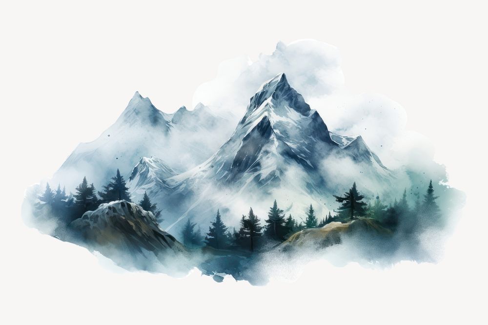 Landscape mountain nature winter. AI generated Image by rawpixel.
