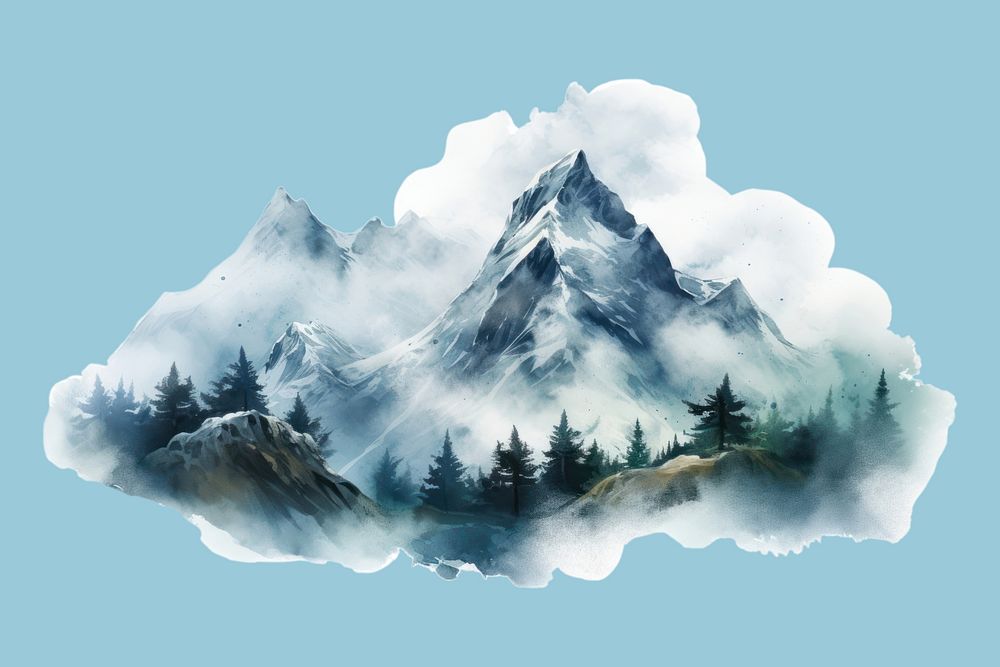 Mountain nature winter snow. AI generated Image by rawpixel.