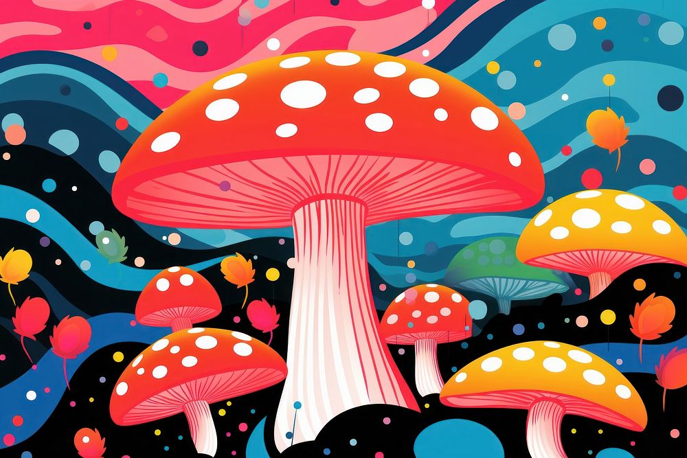 Mushroom pattern fungus agaric. AI generated Image by rawpixel.