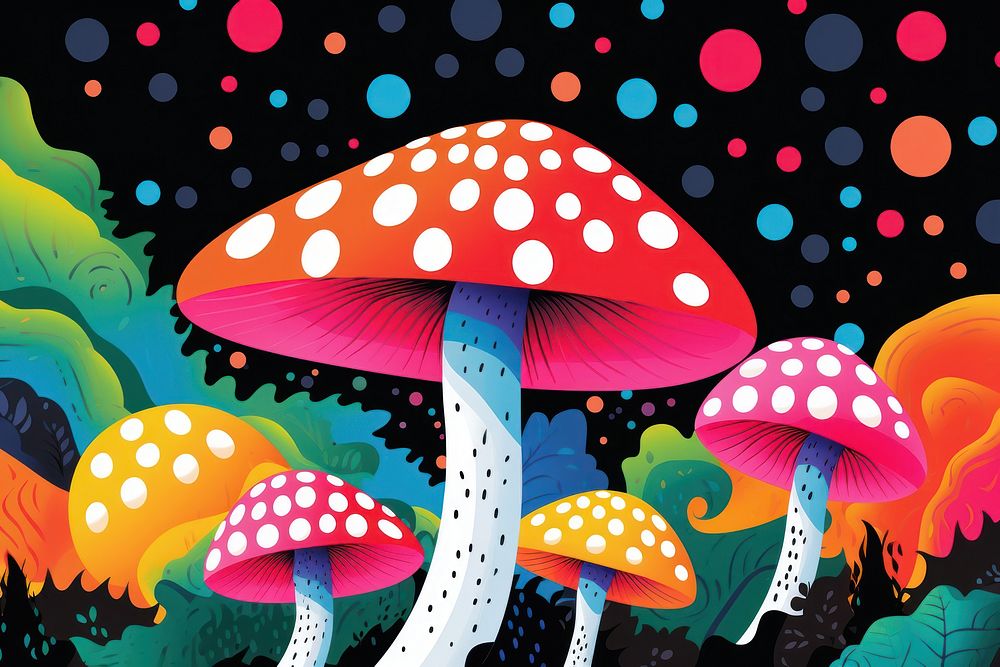 Trippy Mushrooms 5' Poster by Benjamin Alvarez | Displate