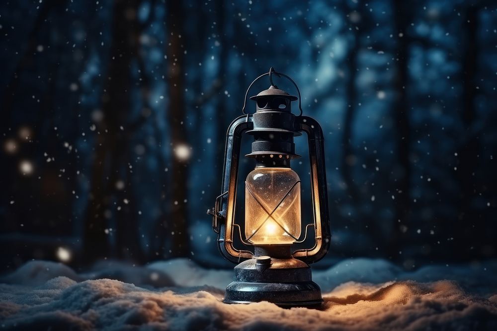 Lantern winter night illuminated. AI generated Image by rawpixel.