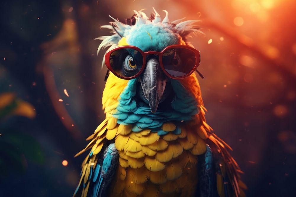 Parrot glasses animal bird. AI generated Image by rawpixel.