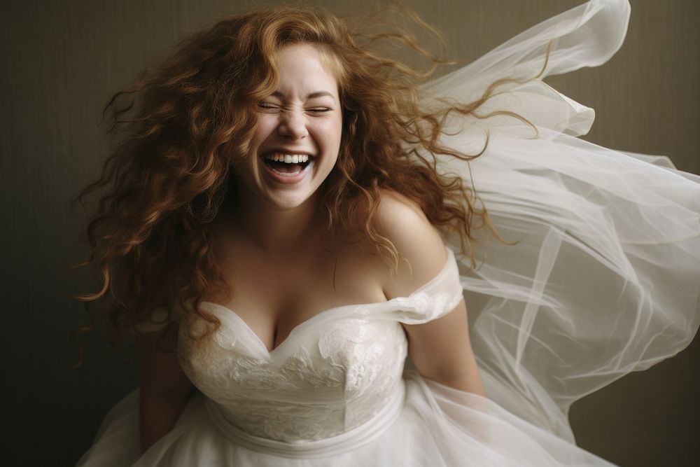 Bride laughing fashion wedding. AI generated Image by rawpixel.