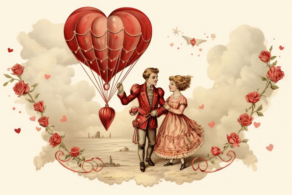 Balloon adult valentine's day transportation. AI generated Image by rawpixel.