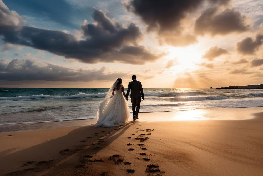 Wedding beach outdoors fashion. AI generated Image by rawpixel.