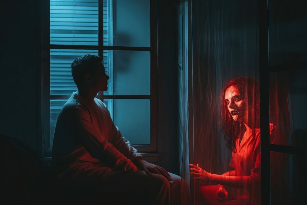 Window light adult night. AI generated Image by rawpixel.