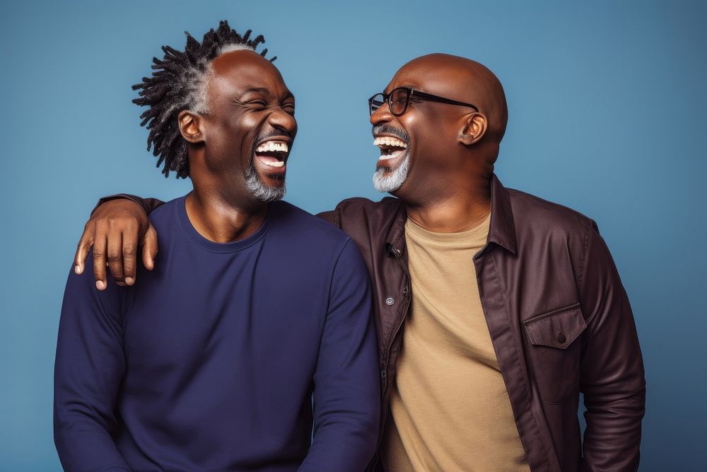 Laughing glasses adult togetherness. AI generated Image by rawpixel.