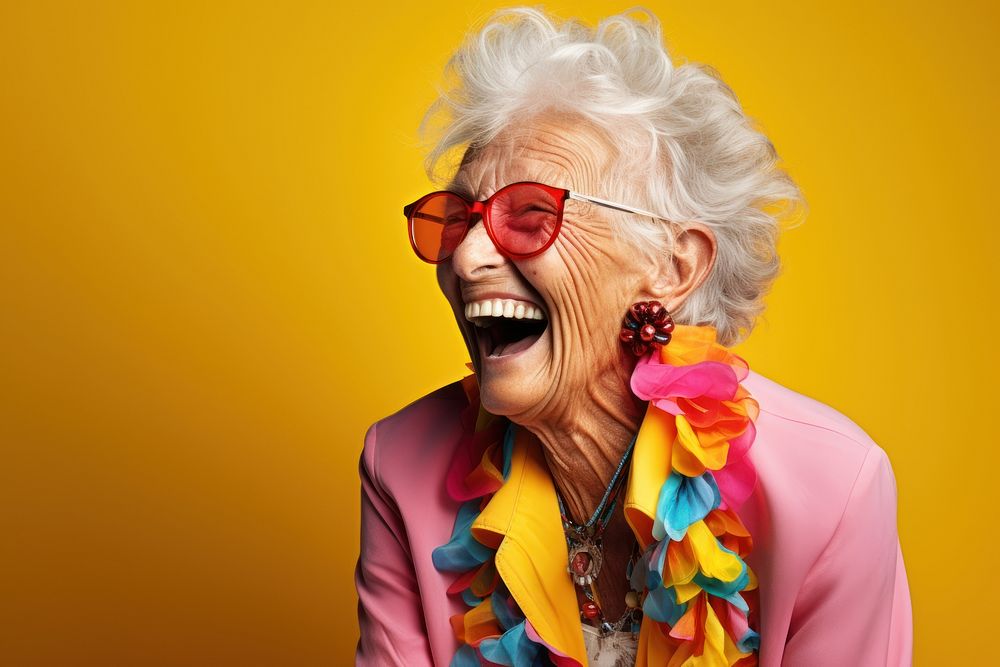 Laughing glasses adult woman. AI generated Image by rawpixel.