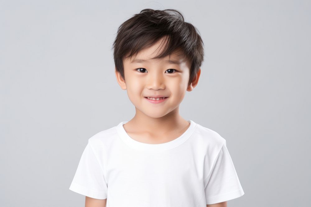 Portrait t-shirt smiling child. 