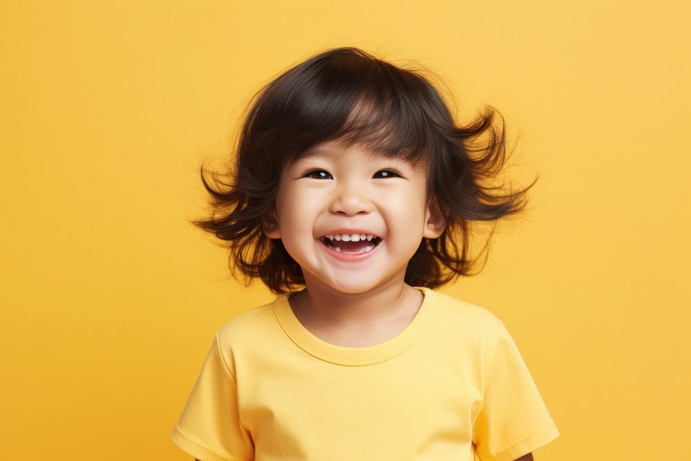 Laughing portrait smiling toddler. AI generated Image by rawpixel.