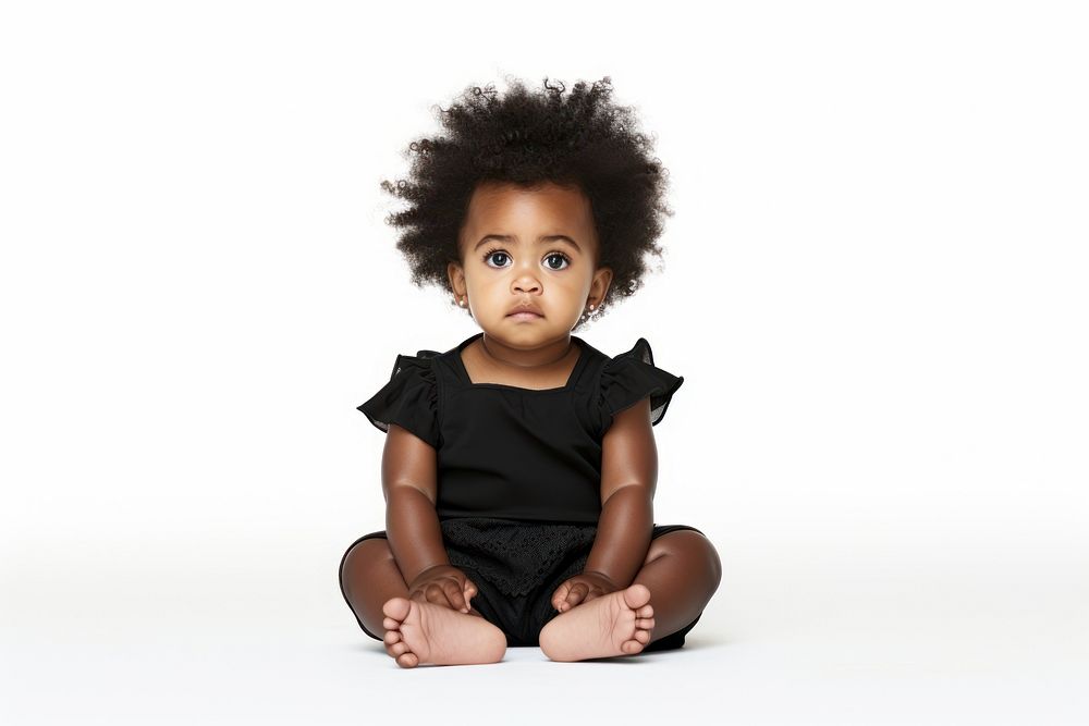Baby portrait sitting black. AI generated Image by rawpixel.