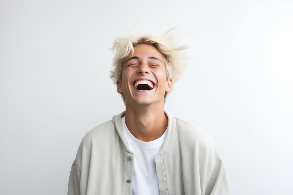 Laughing white white background excitement. AI generated Image by rawpixel.