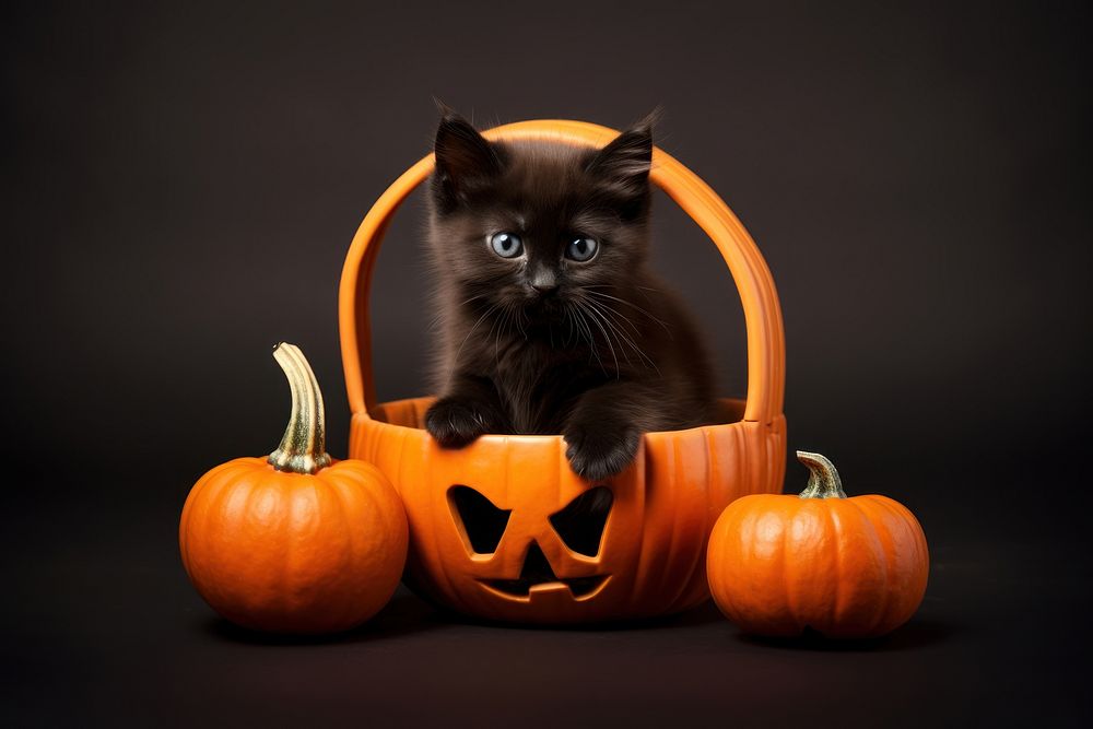 Pumpkin mammal animal kitten. AI generated Image by rawpixel.