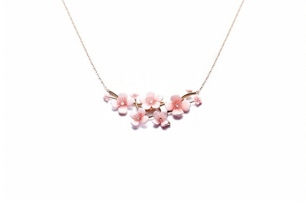 Necklace jewelry white background cherry blossom. AI generated Image by rawpixel.