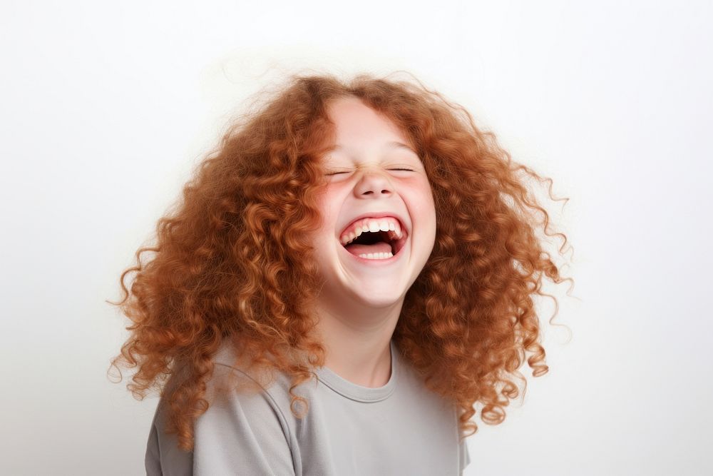 Laughing white background happiness enjoyment. AI generated Image by rawpixel.