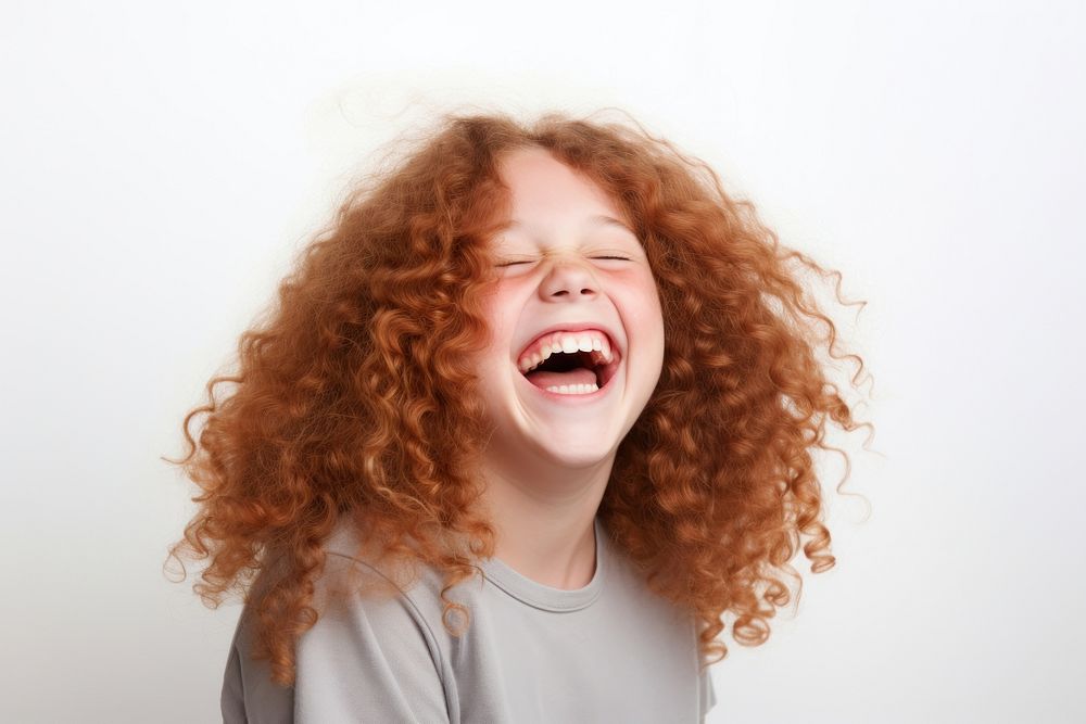 Laughing white background happiness enjoyment. 