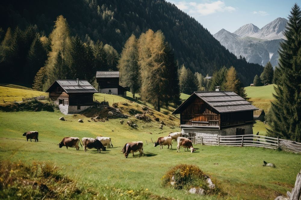 Farm architecture livestock outdoors. AI generated Image by rawpixel.