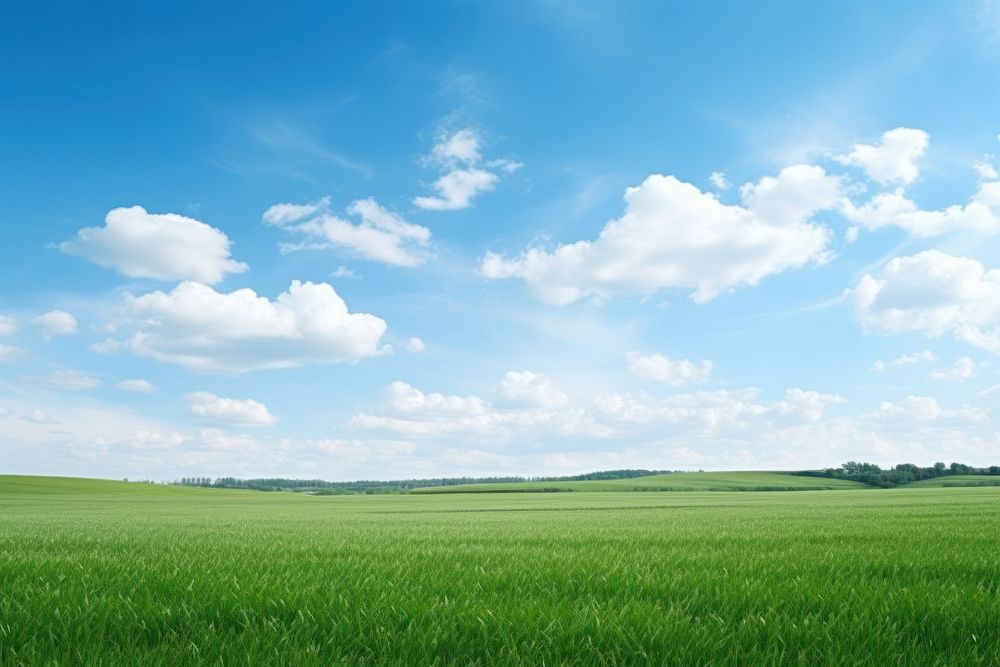 Field sky grassland landscape. AI generated Image by rawpixel.