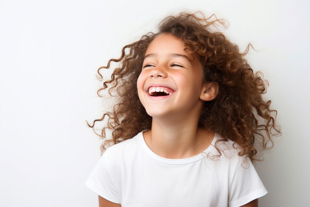 Laughing smile white background excitement. 