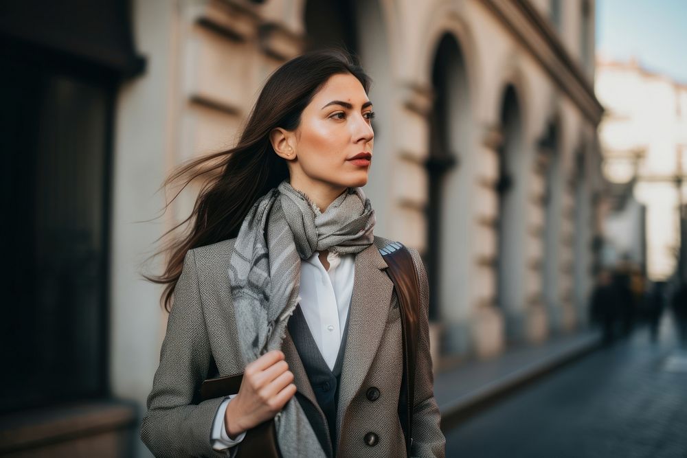 Portrait scarf photo coat. | Premium Photo - rawpixel