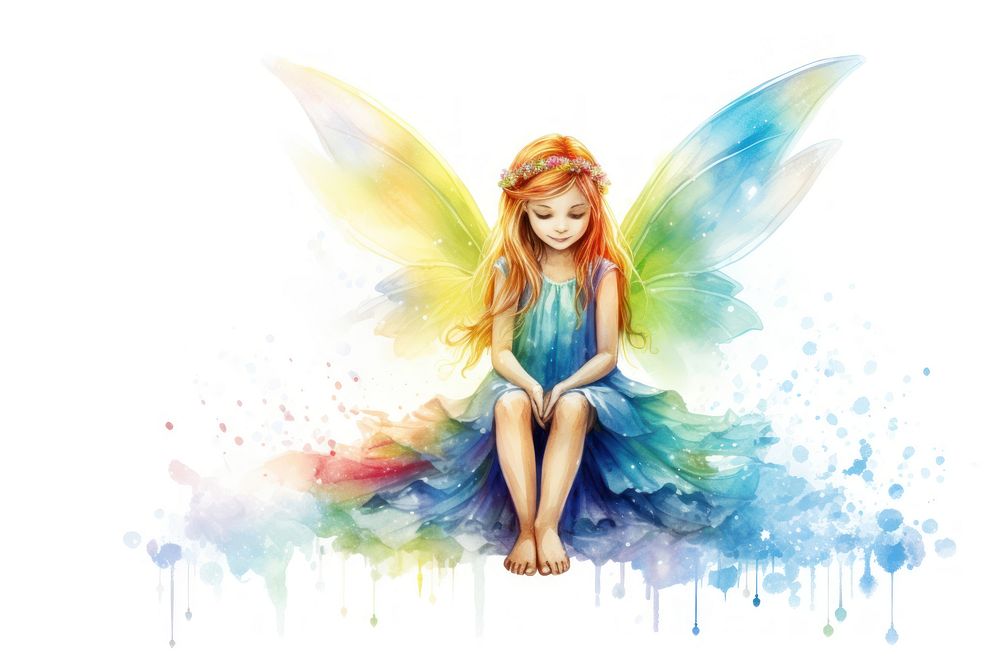 Sitting fairy angel toy. AI generated Image by rawpixel.