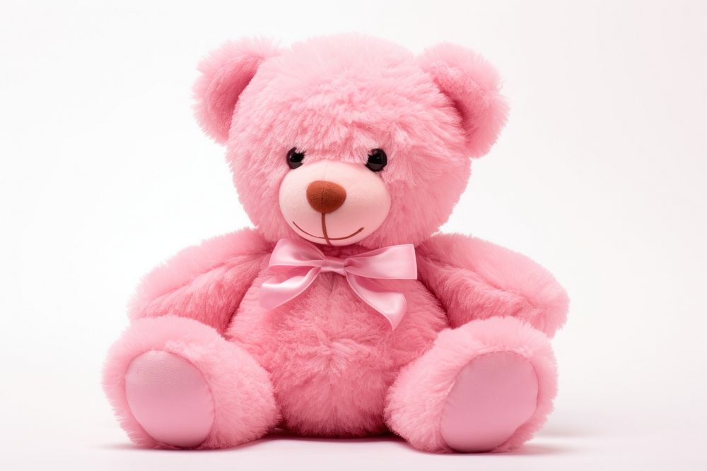 Pink bear toy white background. AI generated Image by rawpixel.