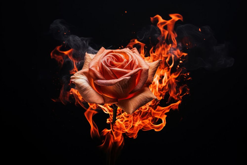 Fire rose flower fragility. AI generated Image by rawpixel.