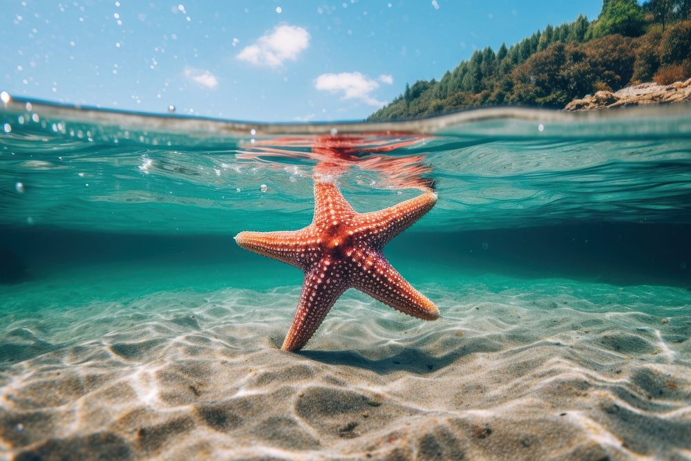 Fish underwater starfish outdoors. 