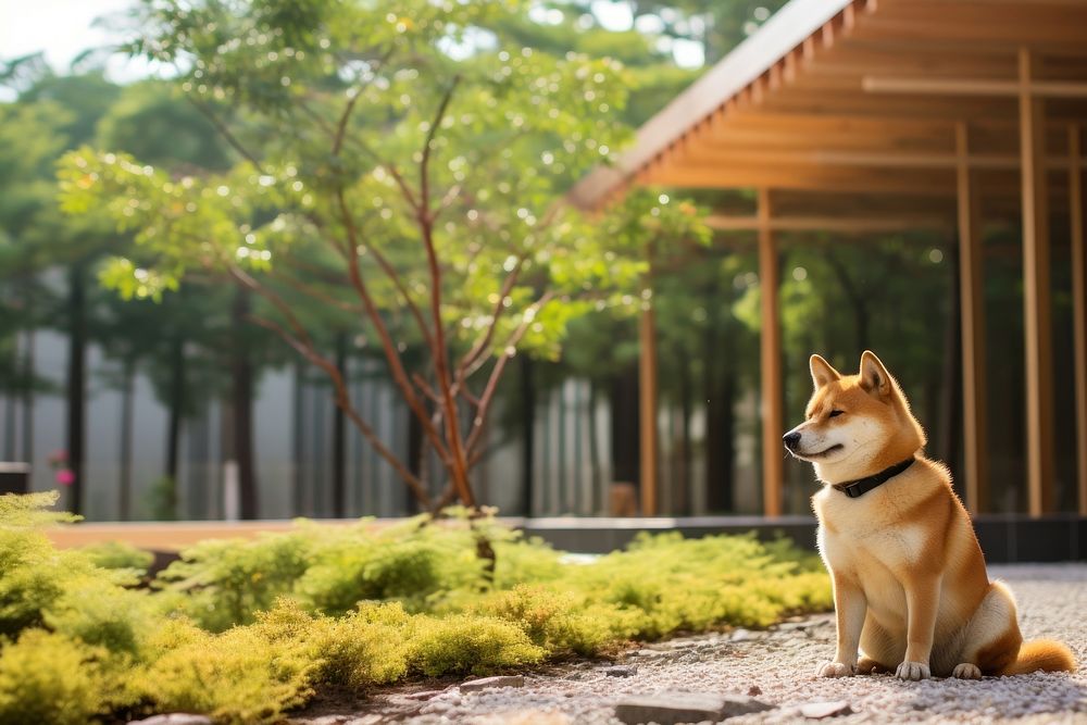 Dog architecture outdoors mammal. AI generated Image by rawpixel.