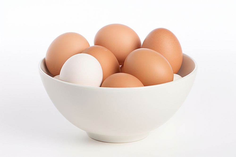 Bowl egg brown food. AI generated Image by rawpixel.