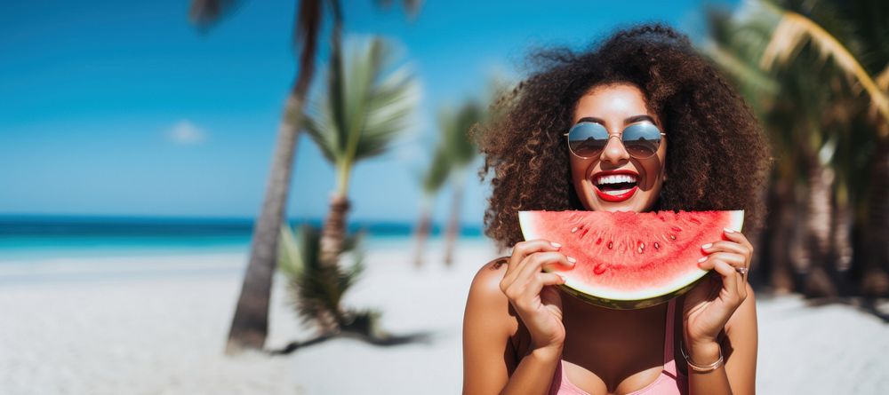 Sunglasses watermelon beach adult. AI generated Image by rawpixel.