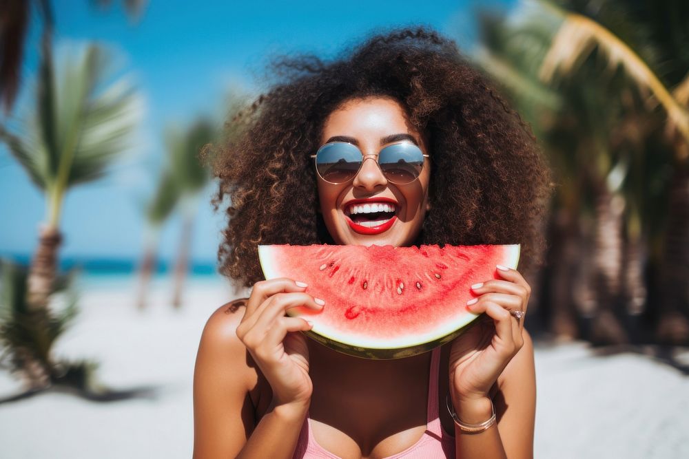 Glasses sunglasses watermelon beach. AI generated Image by rawpixel.