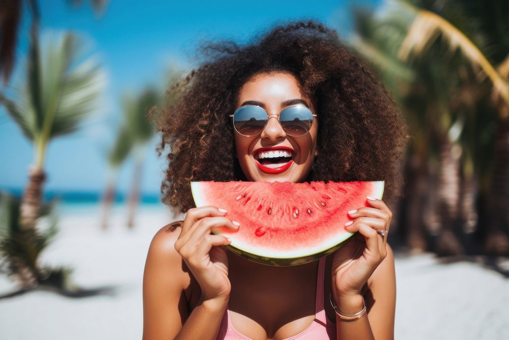 Glasses sunglasses watermelon beach. 