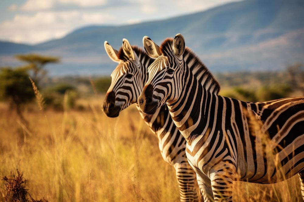 Savanna zebra grassland wildlife. AI generated Image by rawpixel.